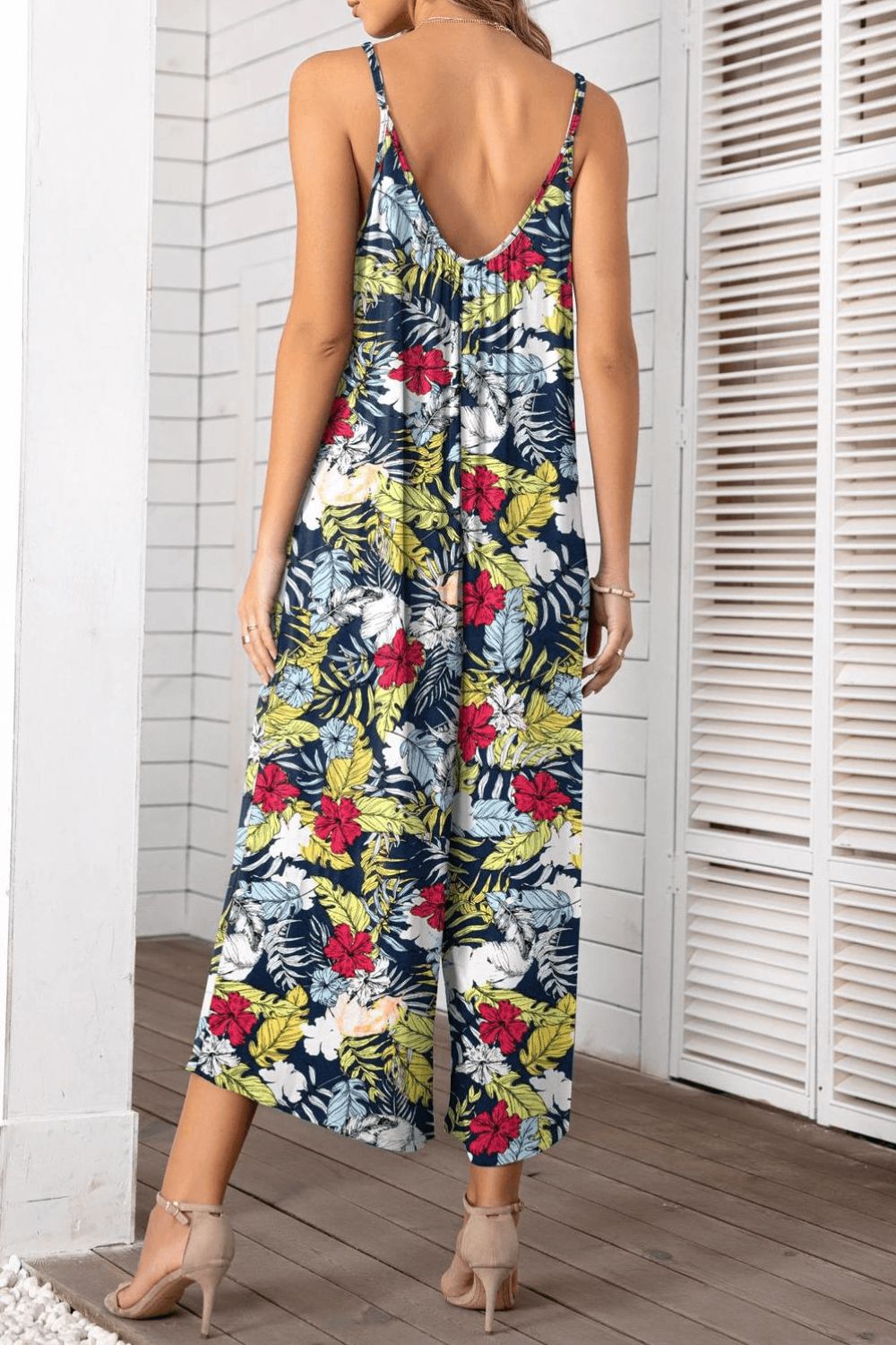 Floral Spaghetti Strap Wide Leg Jumpsuit