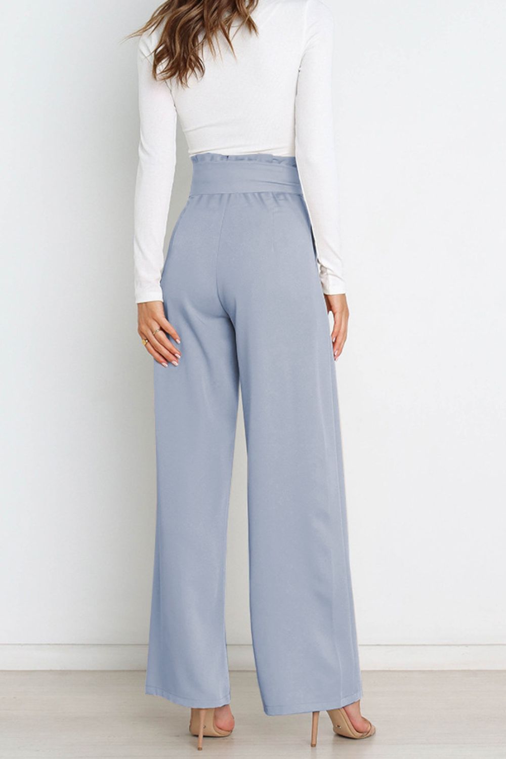 Tie Front Paperbag Wide Leg Pants