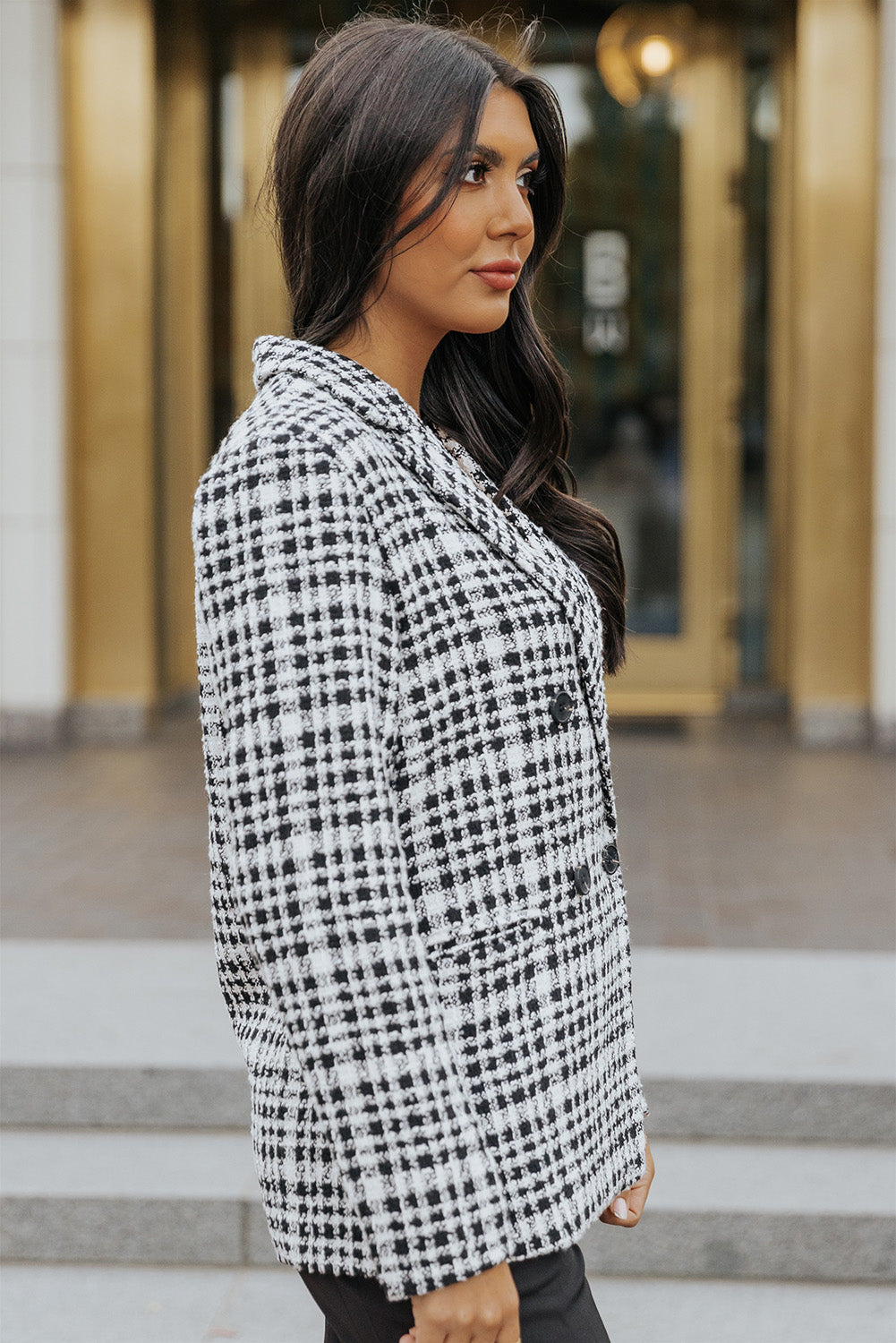 Plaid Double Breasted Blazer