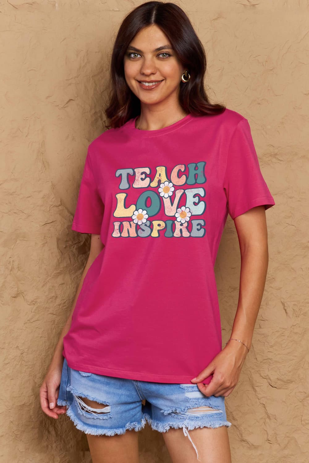 Simply Love Full Size TEACH LOVE INSPIRE Graphic Cotton T-Shirt