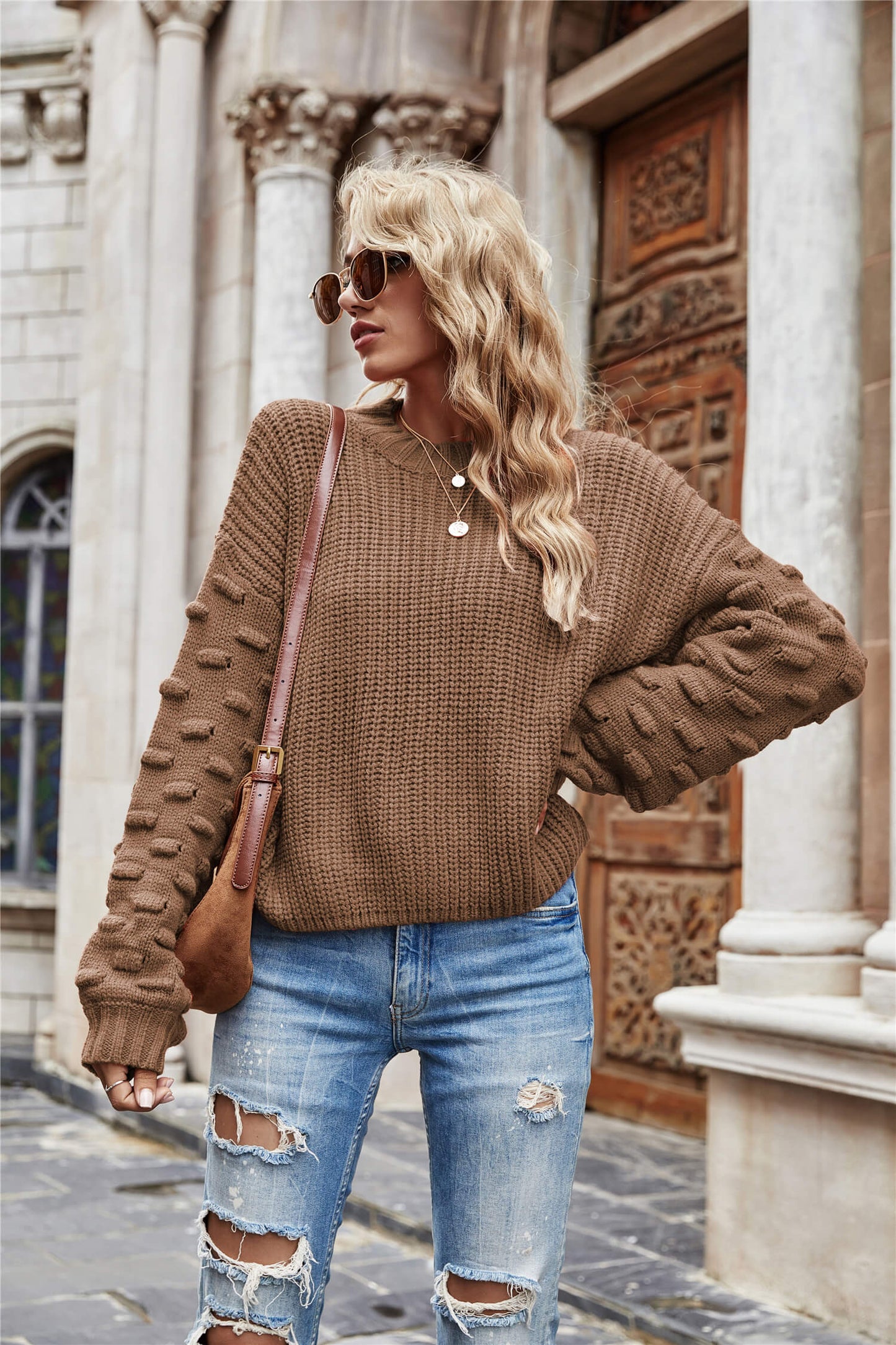 Weekend Style Rib-Knit Dropped Shoulder Sweater