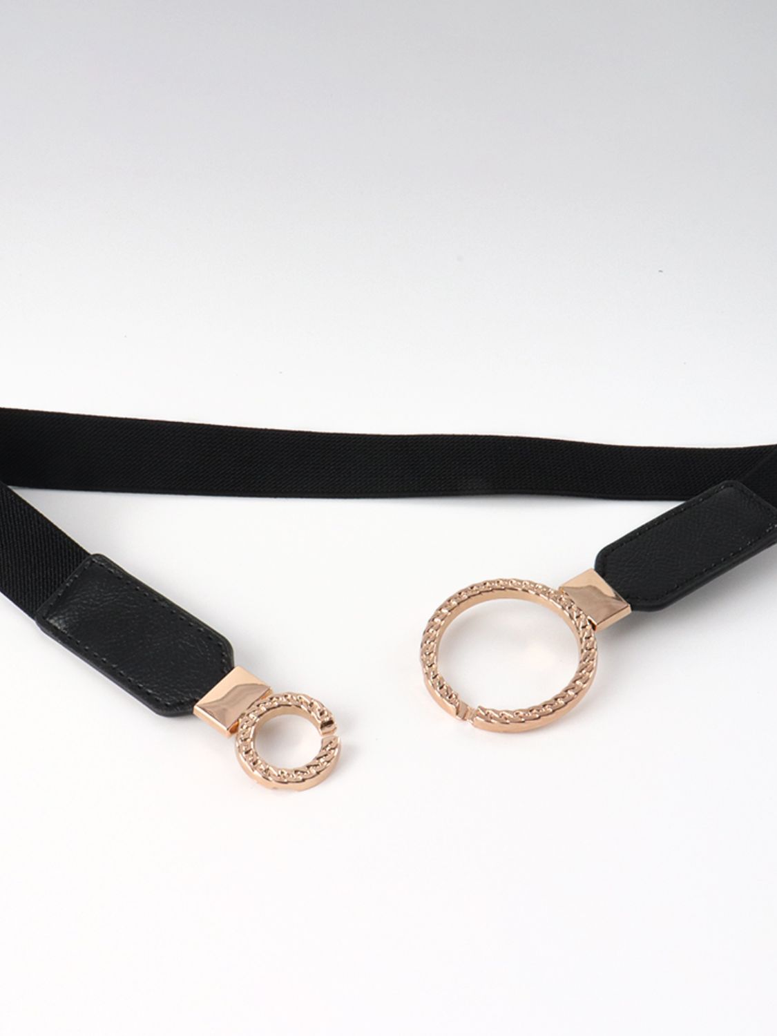 Double Ring Buckle Elastic PU Belt