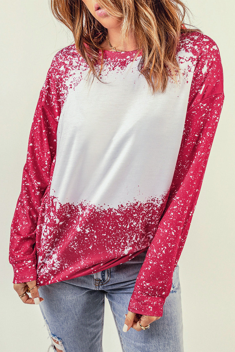 Contrast Splash Drop Shoulder Sweatshirt