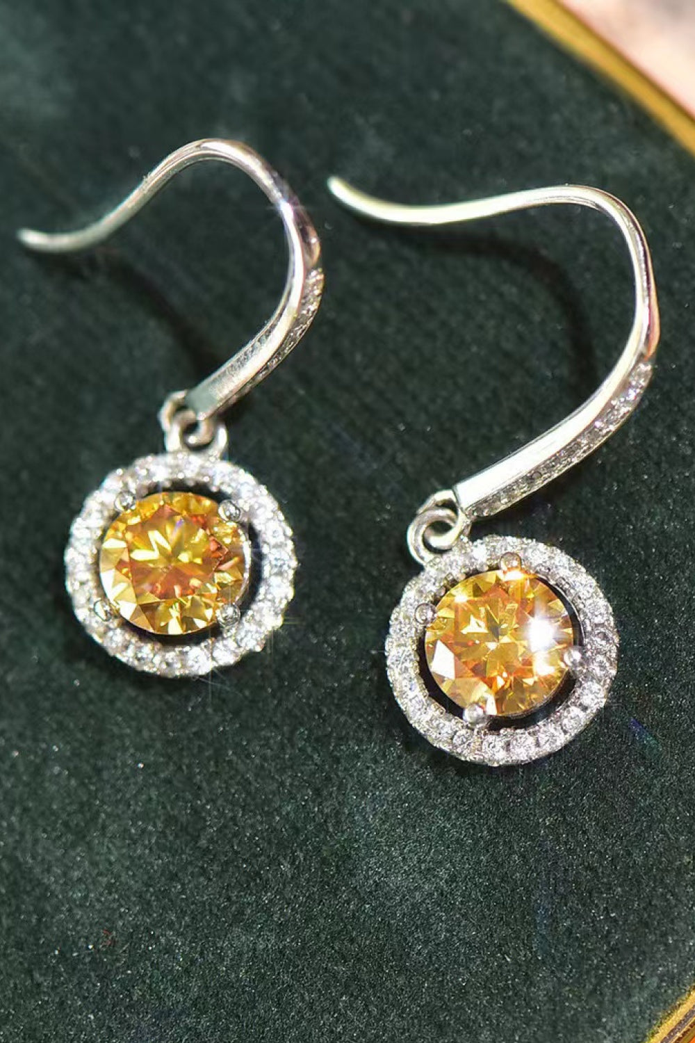 18K Platinum-Plated Moissanite Drop Earrings