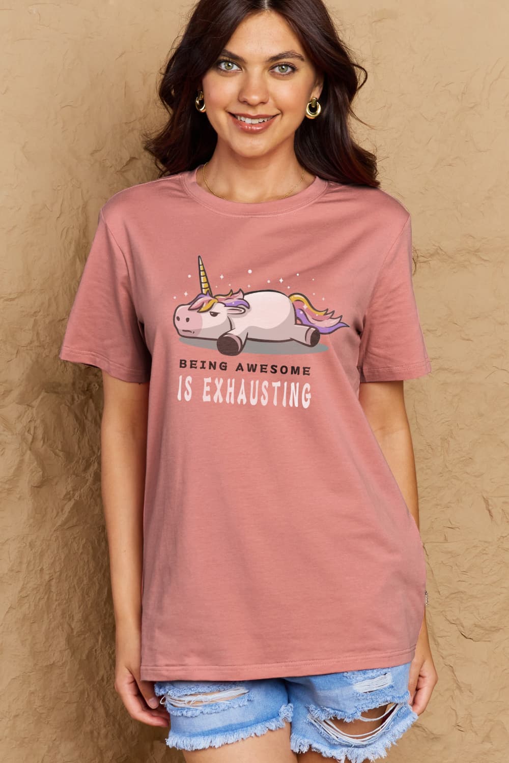 Simply Love Full Size BEING AWESOME IS EXHAUSTING Graphic Cotton Tee