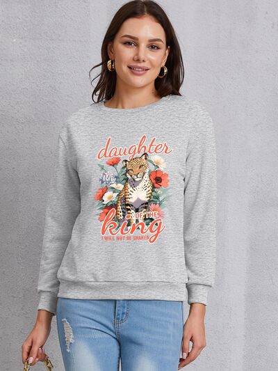 Leopard Graphic Round Neck Sweatshirt