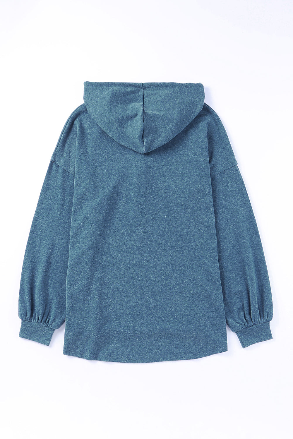 Buttoned Drop Shoulder High-Low Hoodie