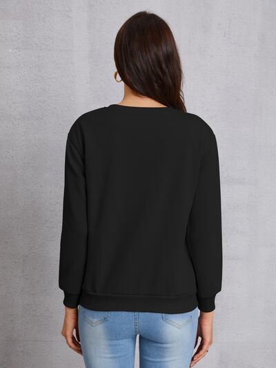 Graphic Round Neck Dropped Shoulder Sweatshirt