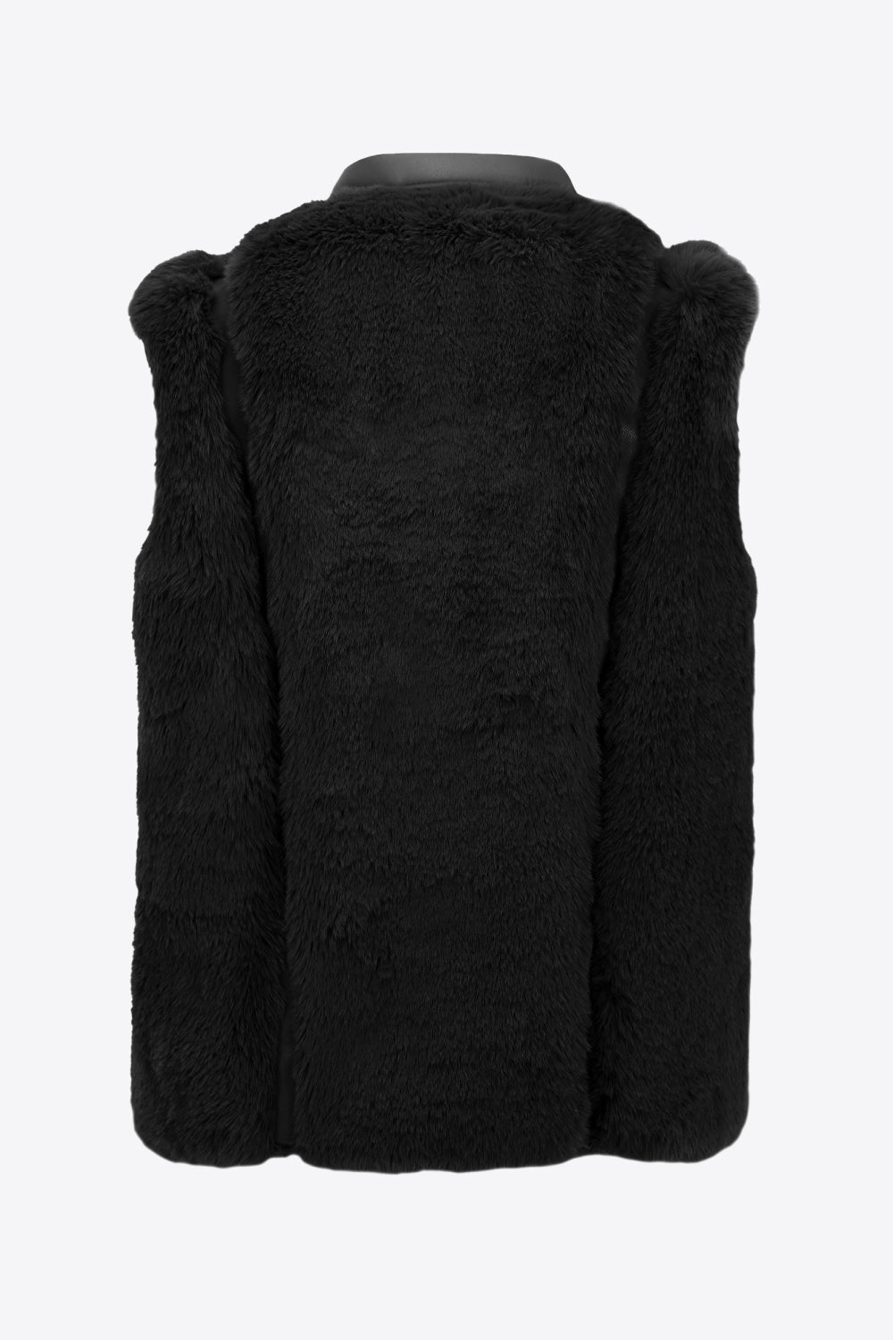 Snap-Front Zip Detail Teddy Vest