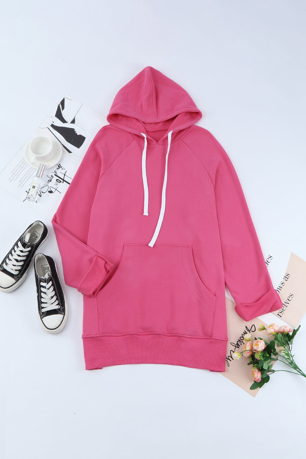 Side Slit Raglan Sleeve Hoodie