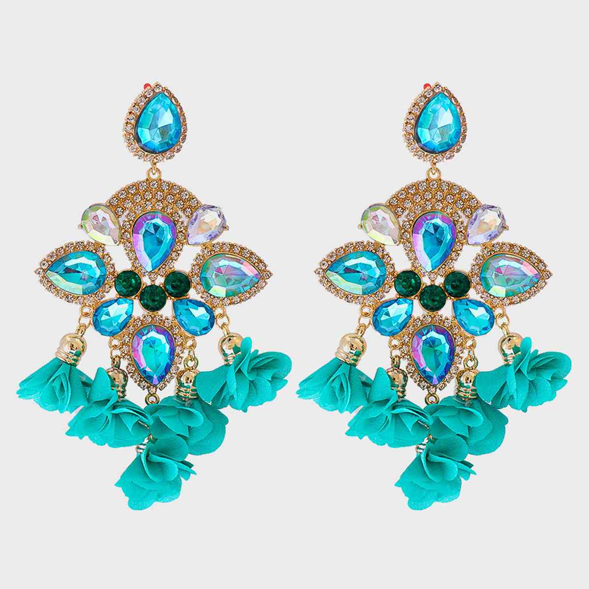 Flower Shape Rhinestone Alloy Dangle Earrings