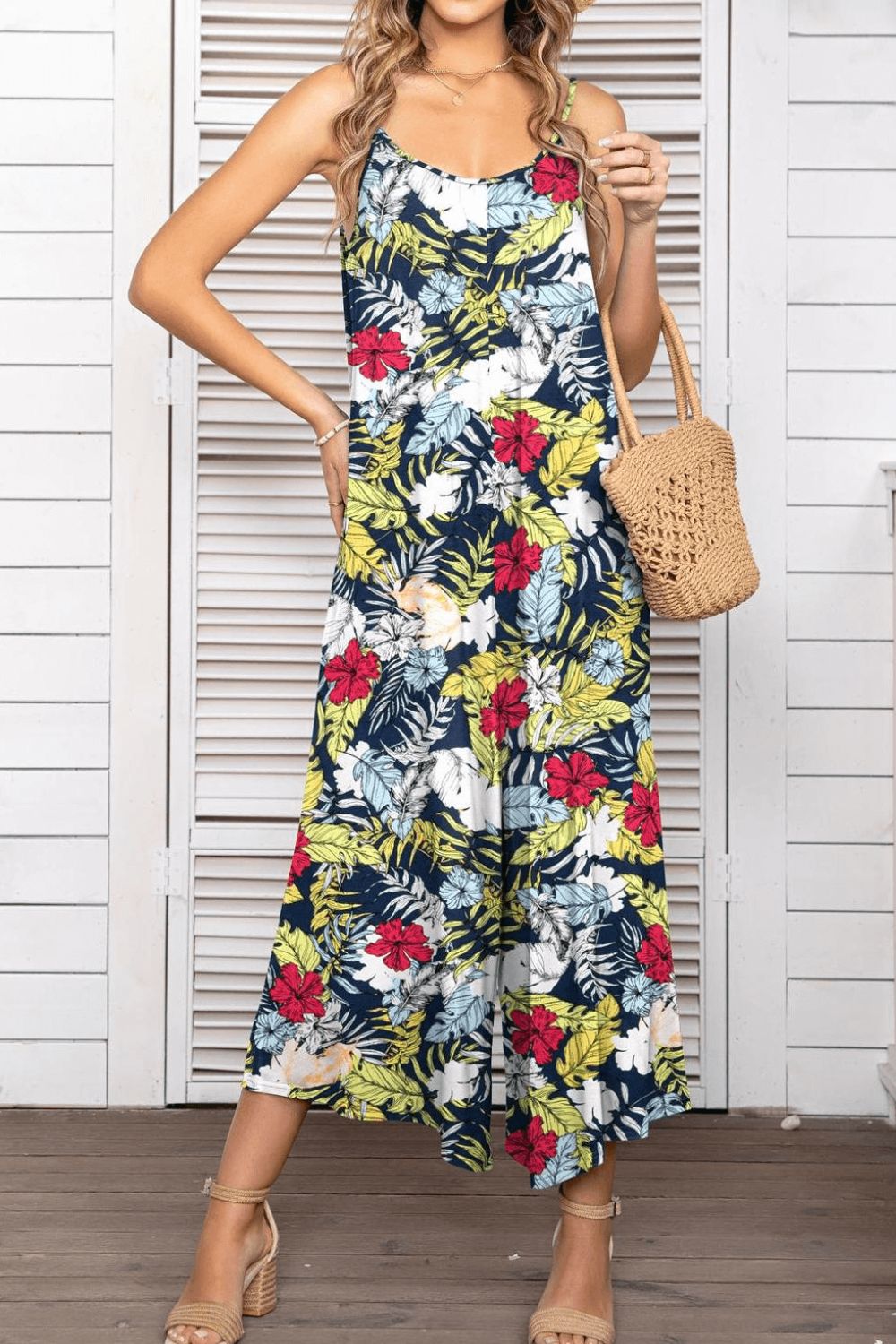 Floral Spaghetti Strap Wide Leg Jumpsuit