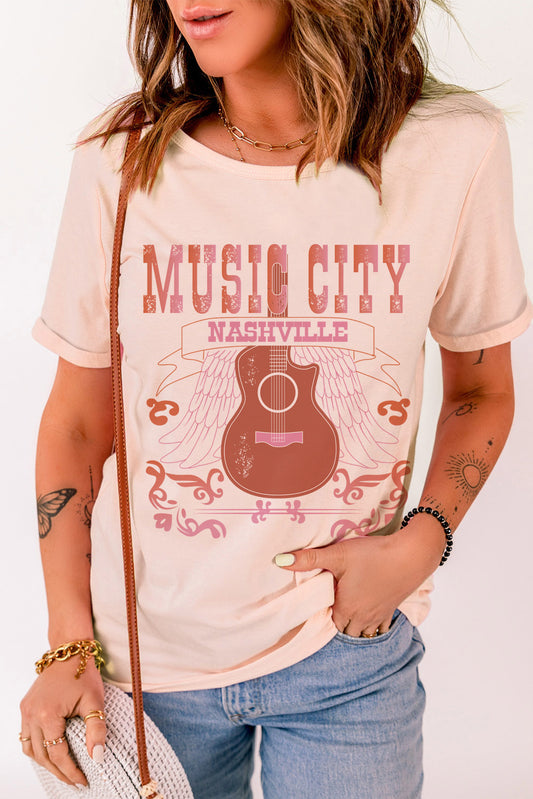 MUSIC CITY Cuffed Short Sleeve Tee