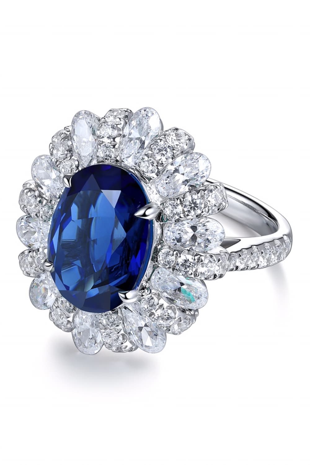 Lab-Grown Sapphire Flower Shape Ring