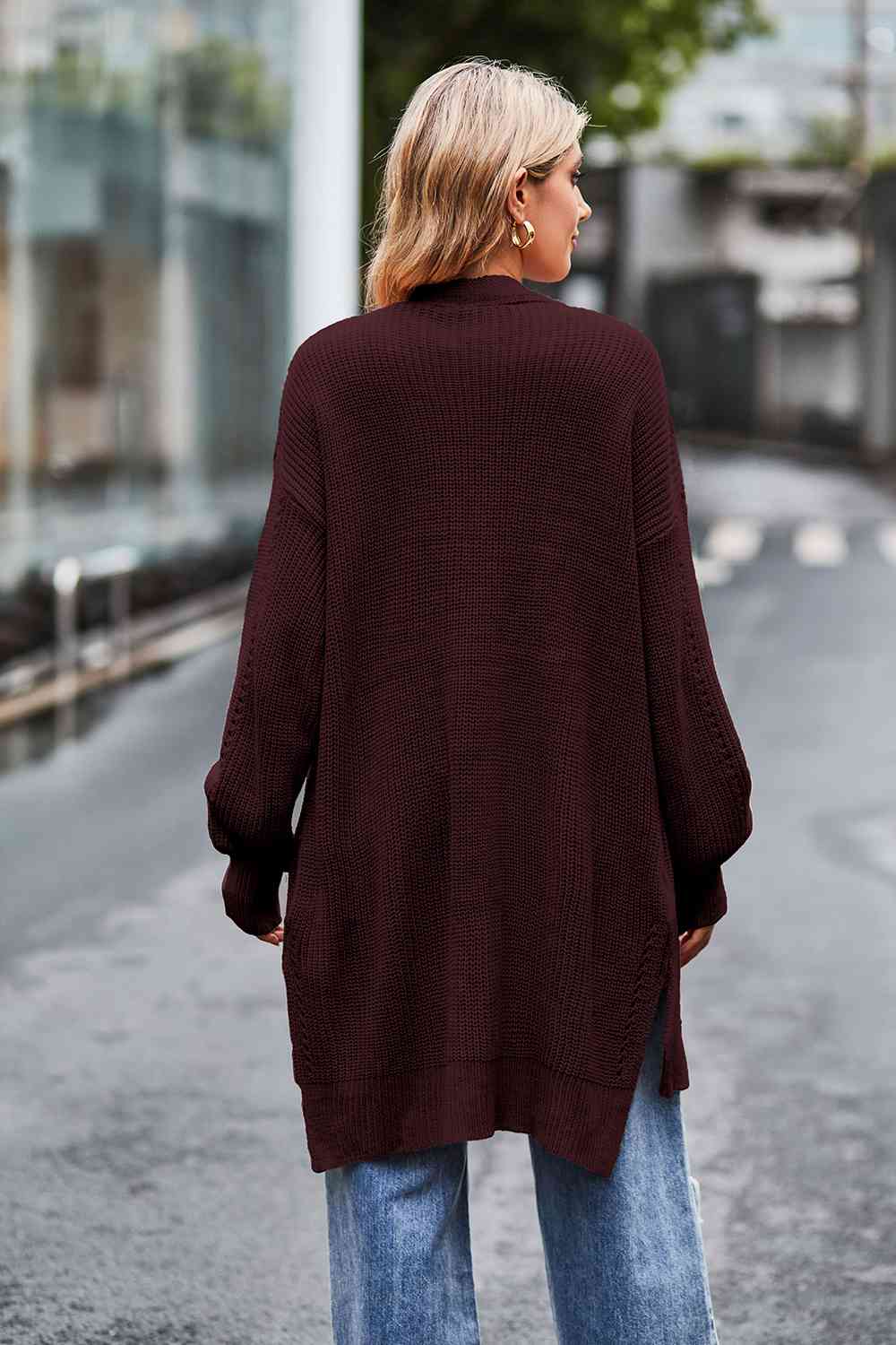 Open Front Dropped Shoulder Longline Cardigan