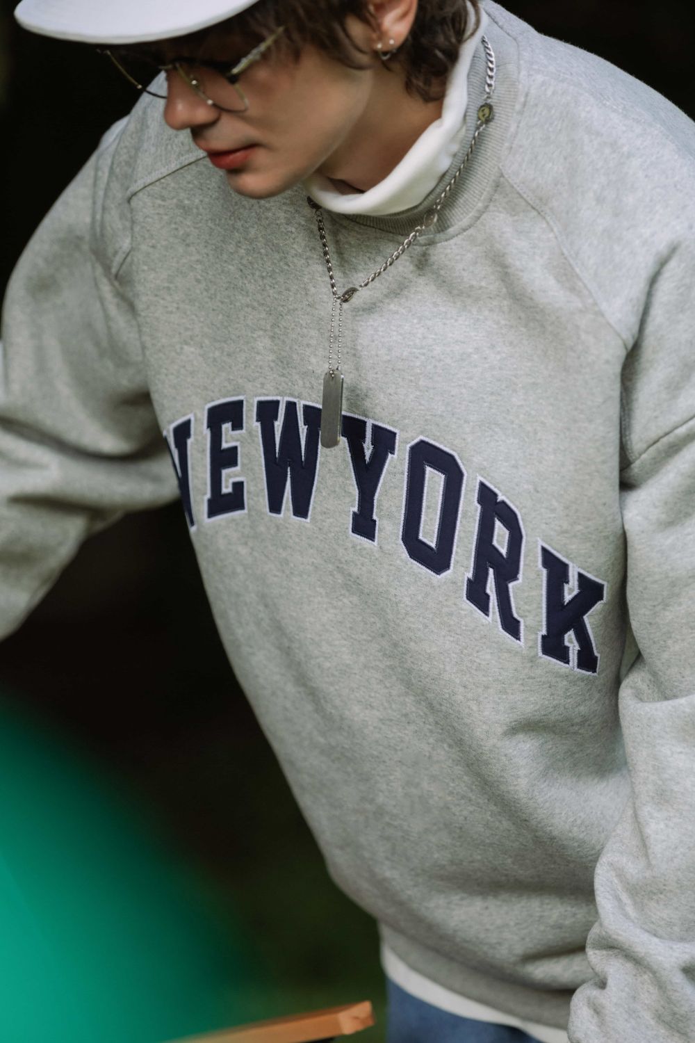 NEWYORK Dropped Shoulder Round Neck Sweatshirt