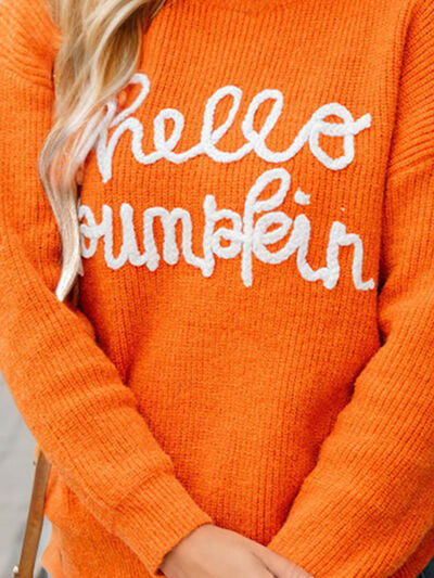 Full Size HELLO PUMPKIN Dropped Shoulder Sweater