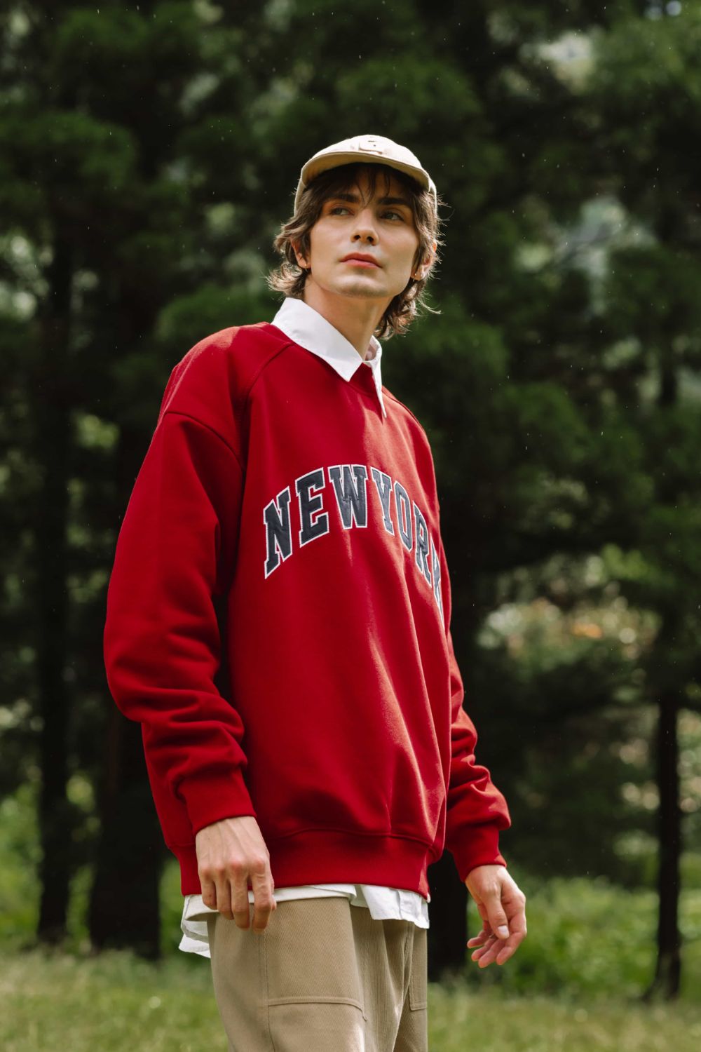 NEWYORK Dropped Shoulder Round Neck Sweatshirt