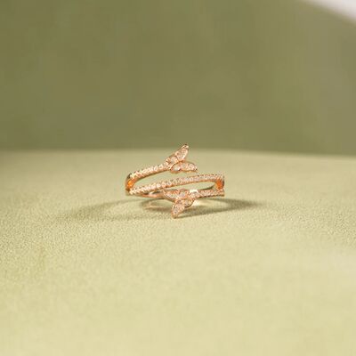 925 Sterling Silver Inlaid Zircon Butterfly Ring