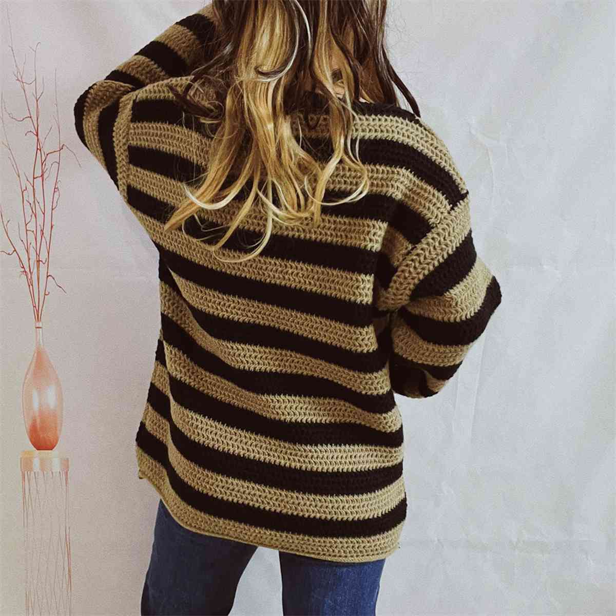 Striped Round Neck Long Sleeve Sweater