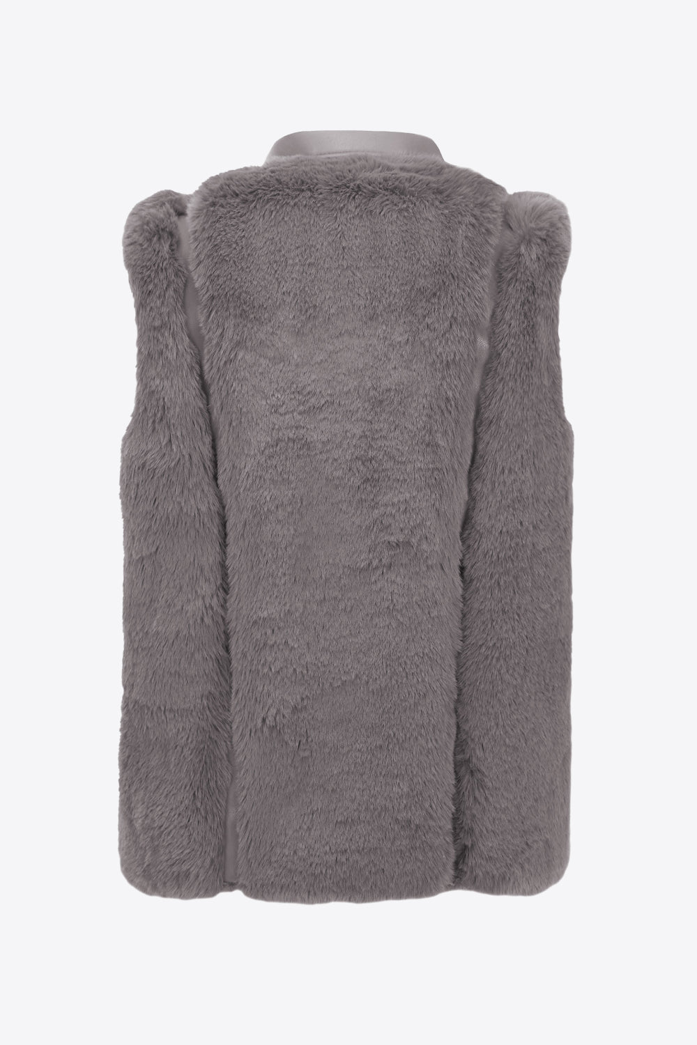 Snap-Front Zip Detail Teddy Vest