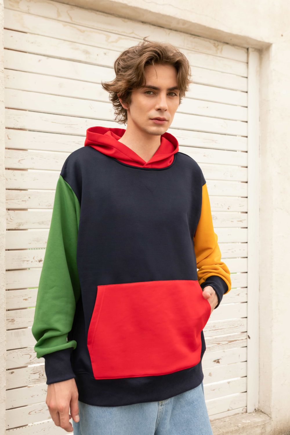 Contrast Dropped Shoulder Hoodie