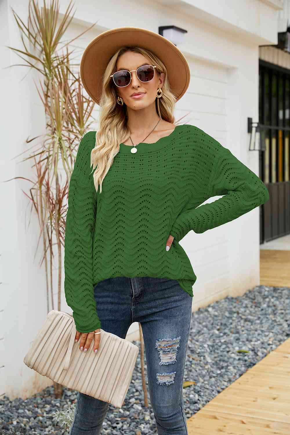 Round Neck Drop Shoulder Sweater