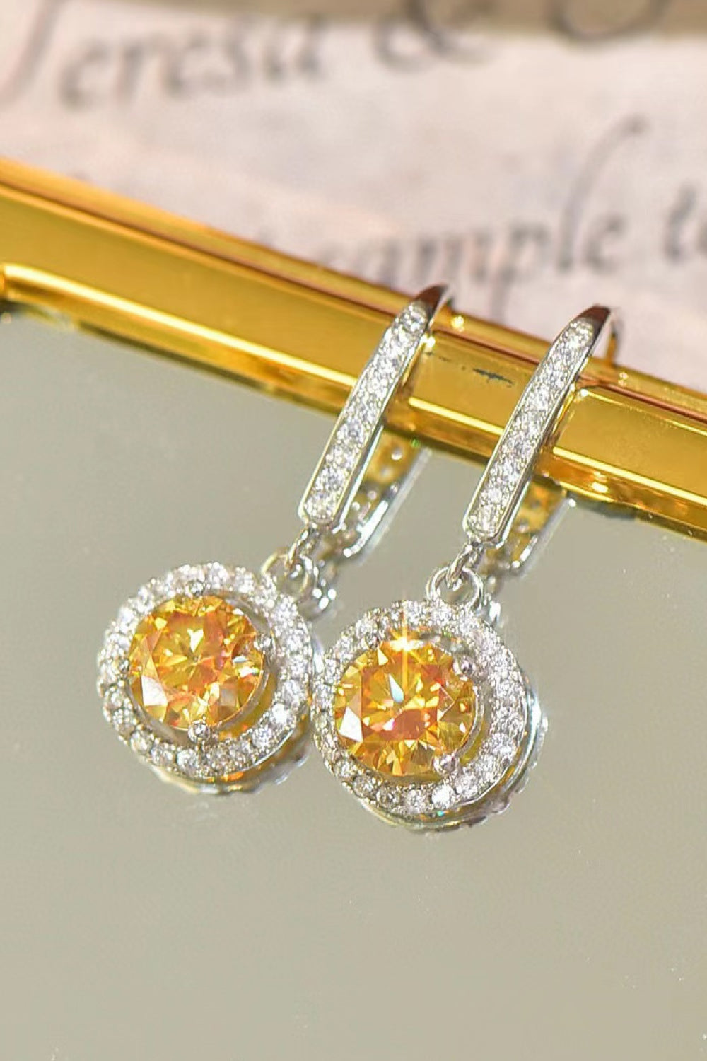 18K Platinum-Plated Moissanite Drop Earrings