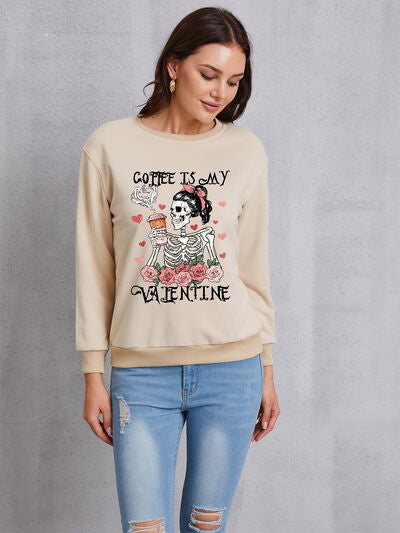 COFFEE IS MY VALENTINE Round Neck Sweatshirt