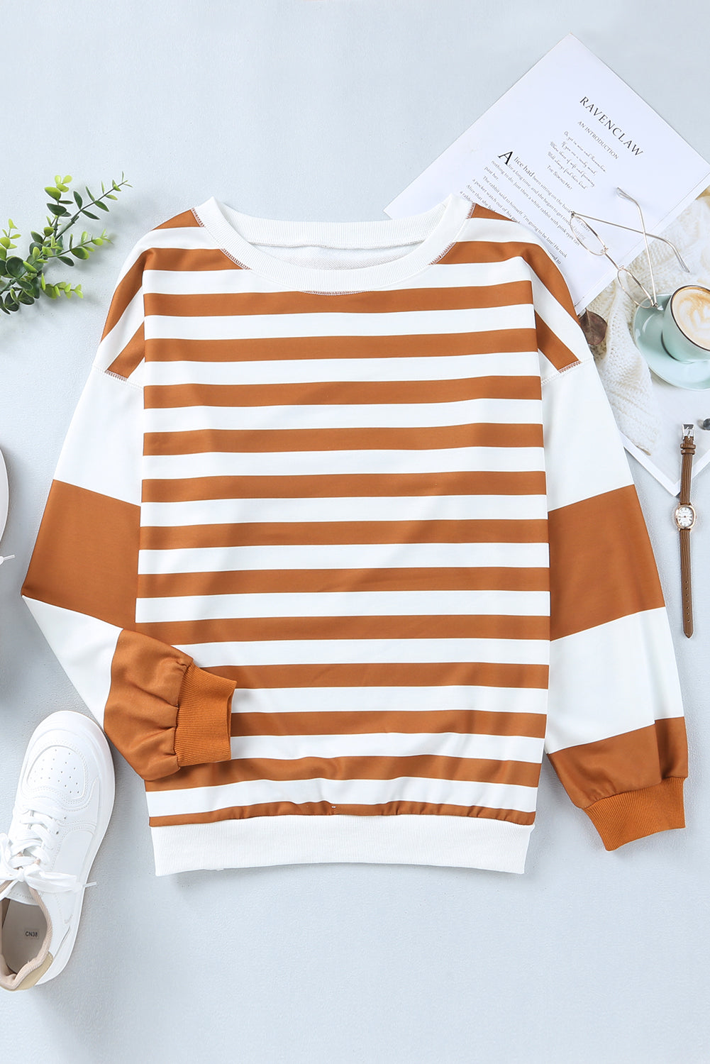 Striped Dropped Shoulder Sweatshirt