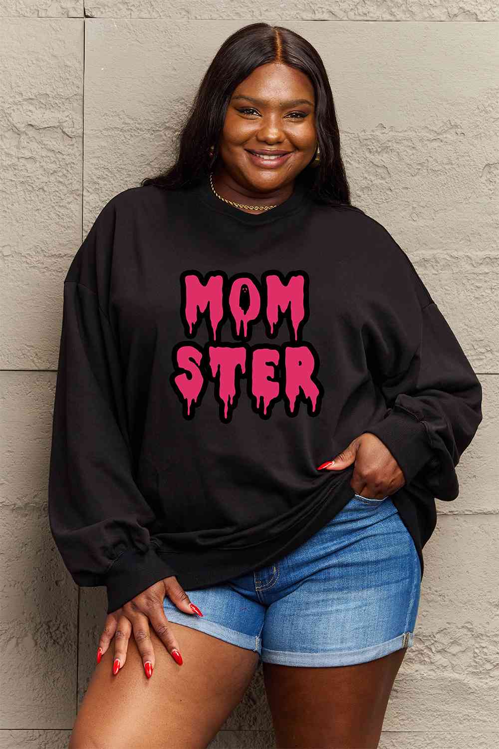 Simply Love Full Size MOM STER Graphic Sweatshirt