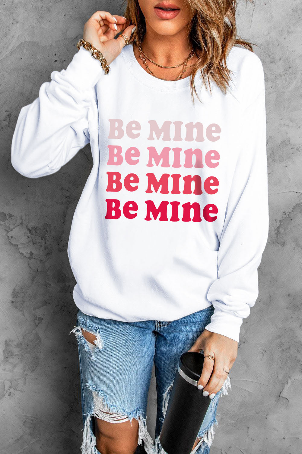 BE MINE Graphic Drop Shoulder Sweatshirt