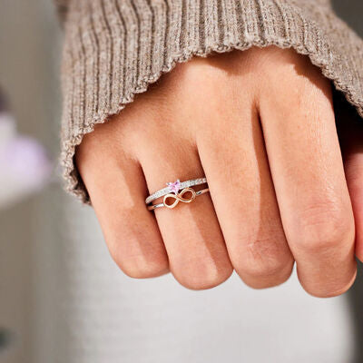 Heart Number 8 Zircon Double-Layered Ring