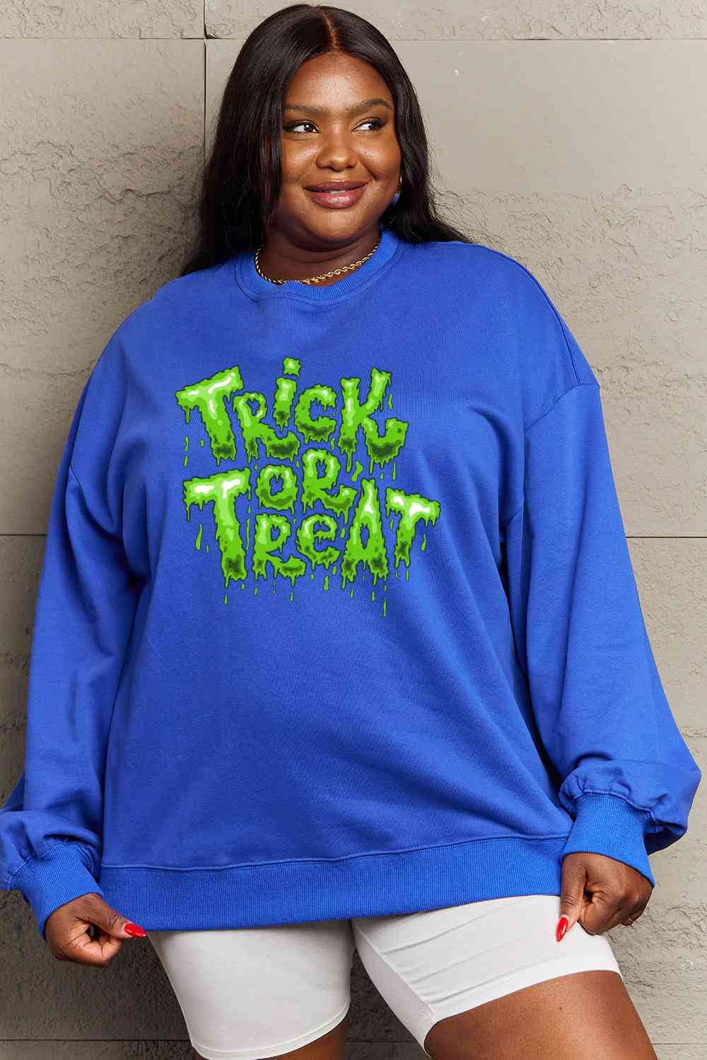 Simply Love Full Size TRICK OR TREAT Graphic Sweatshirt