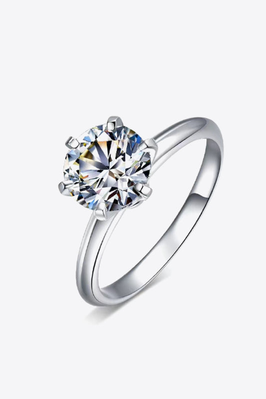 925 Sterling Silver Moissanite 6-Prong Ring