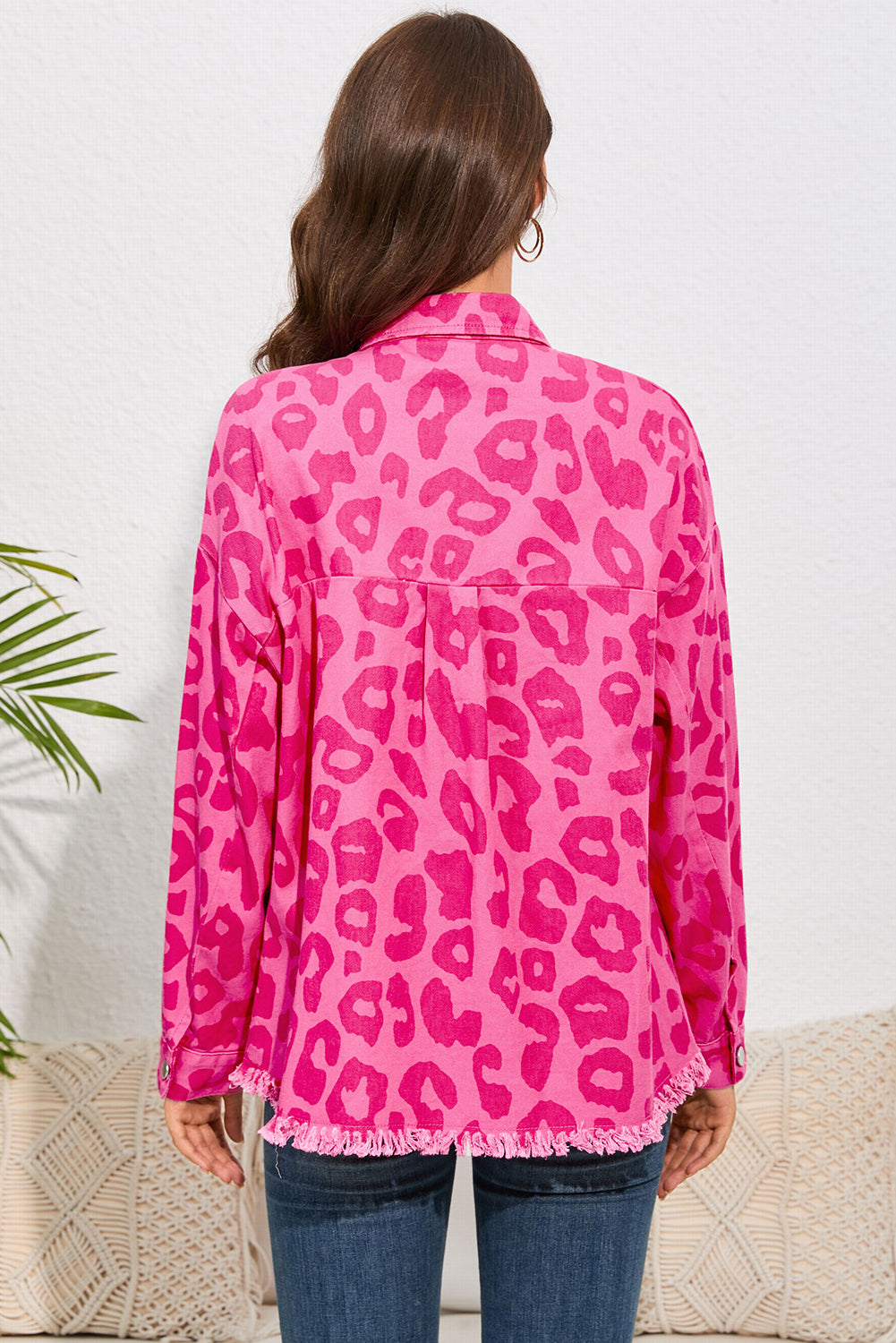 Leopard Raw Hem Jacket