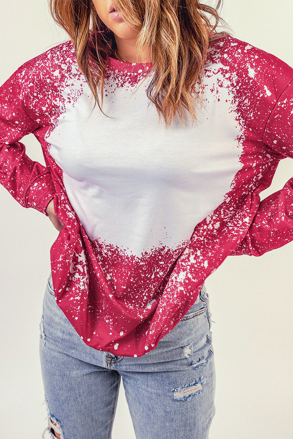 Contrast Splash Drop Shoulder Sweatshirt