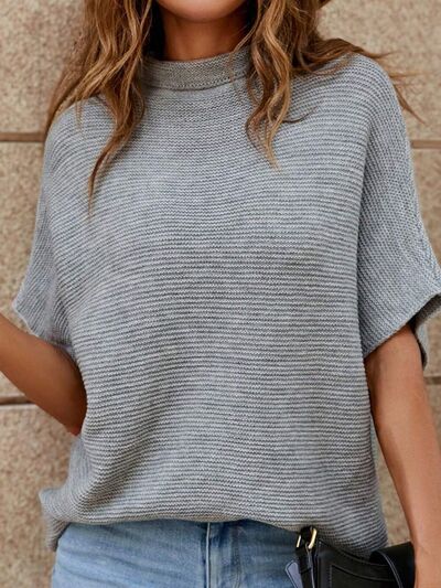 Mock Neck Short Sleeve Sweater