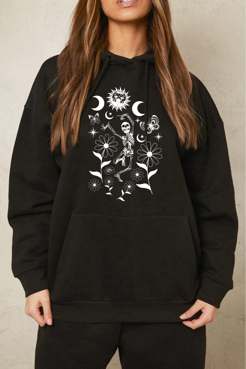 Simply Love Full Size Dancing Skeleton Graphic Hoodie