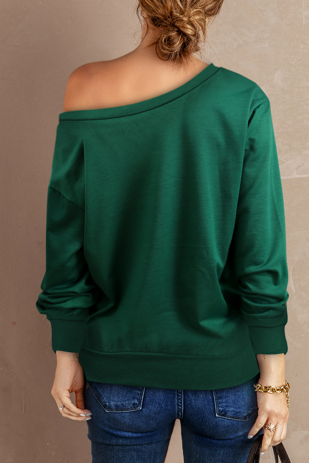 Boat Neck Long Sleeve Sweatshirt