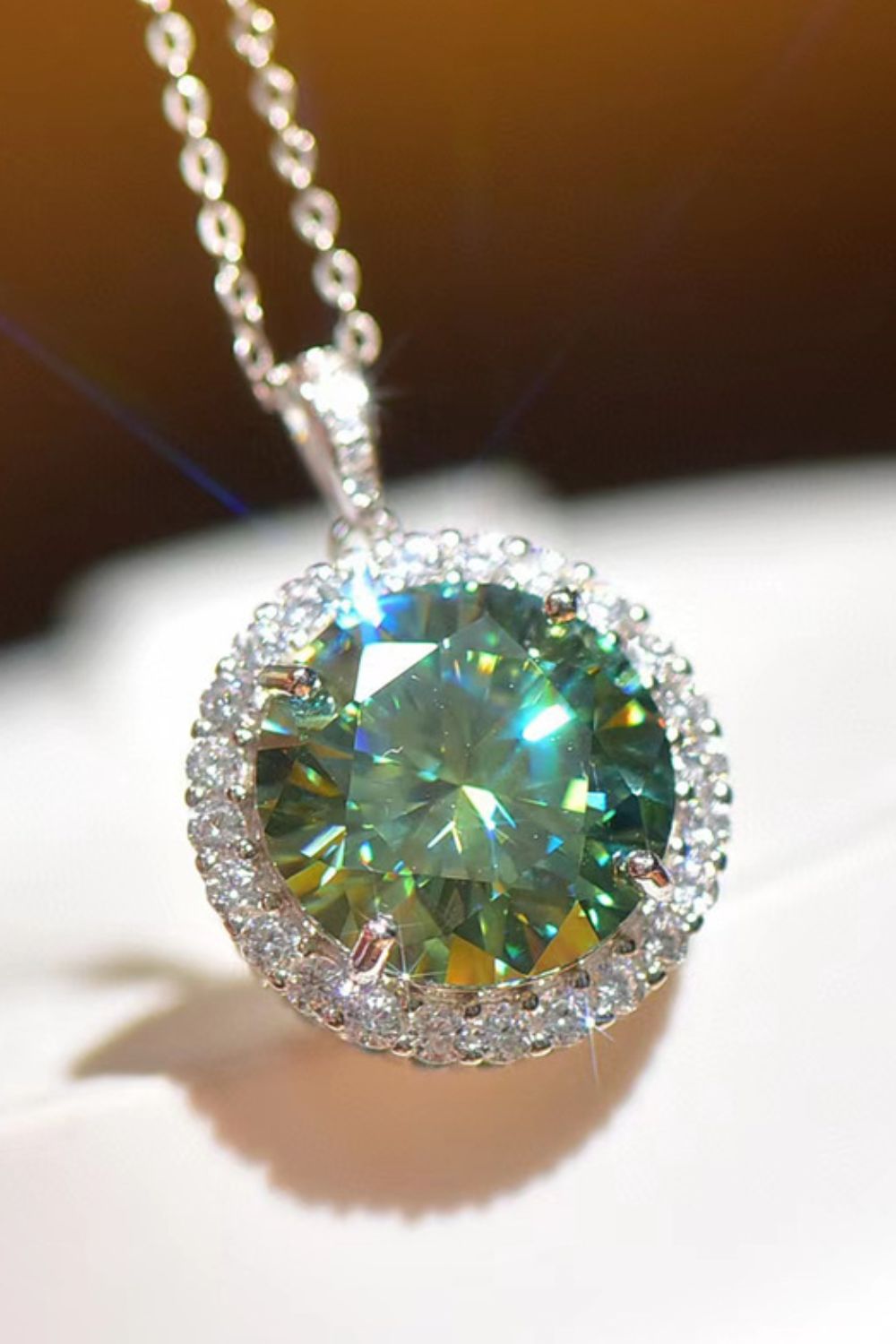 10 Carat Moissanite Pendant Platinum-Plated Necklace