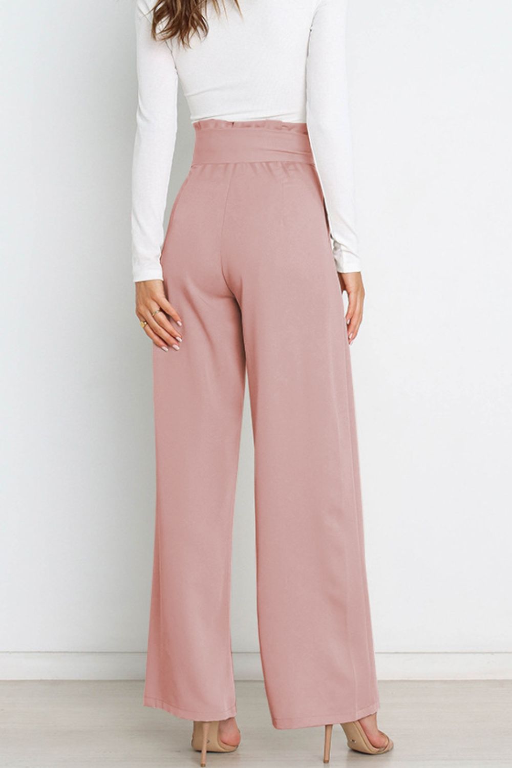 Tie Front Paperbag Wide Leg Pants