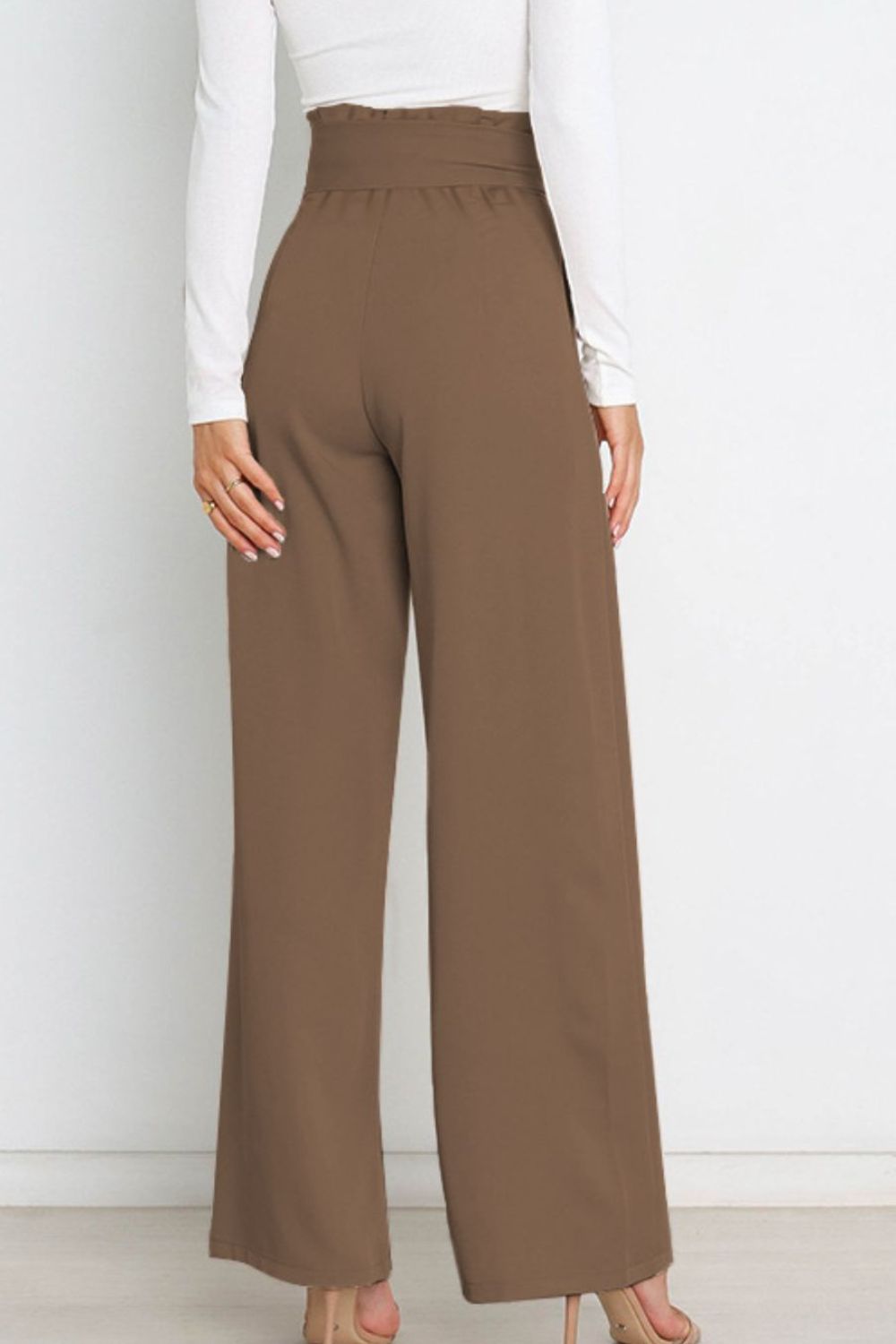 Tie Front Paperbag Wide Leg Pants