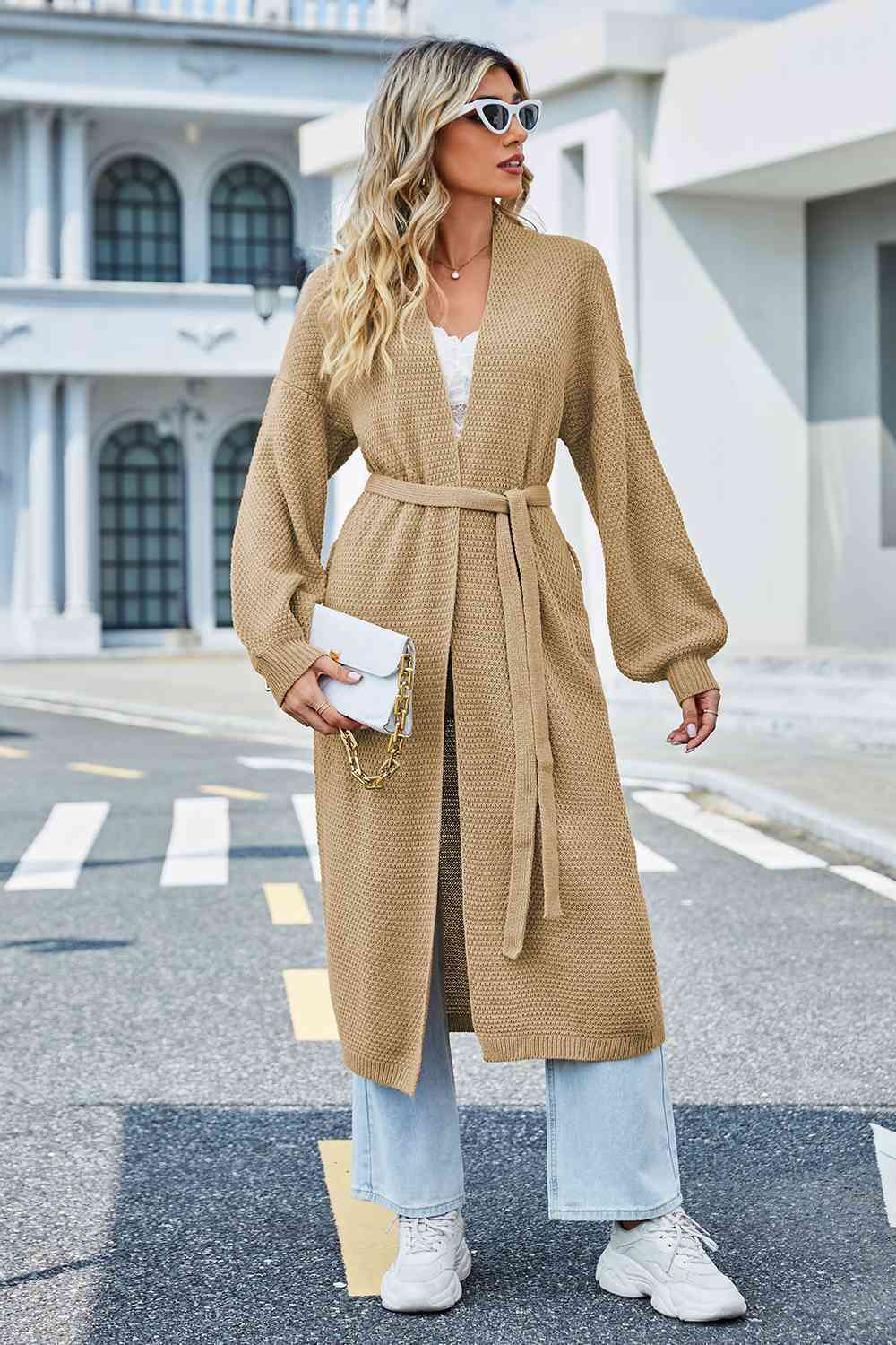 Tie Waist Longline Cardigan