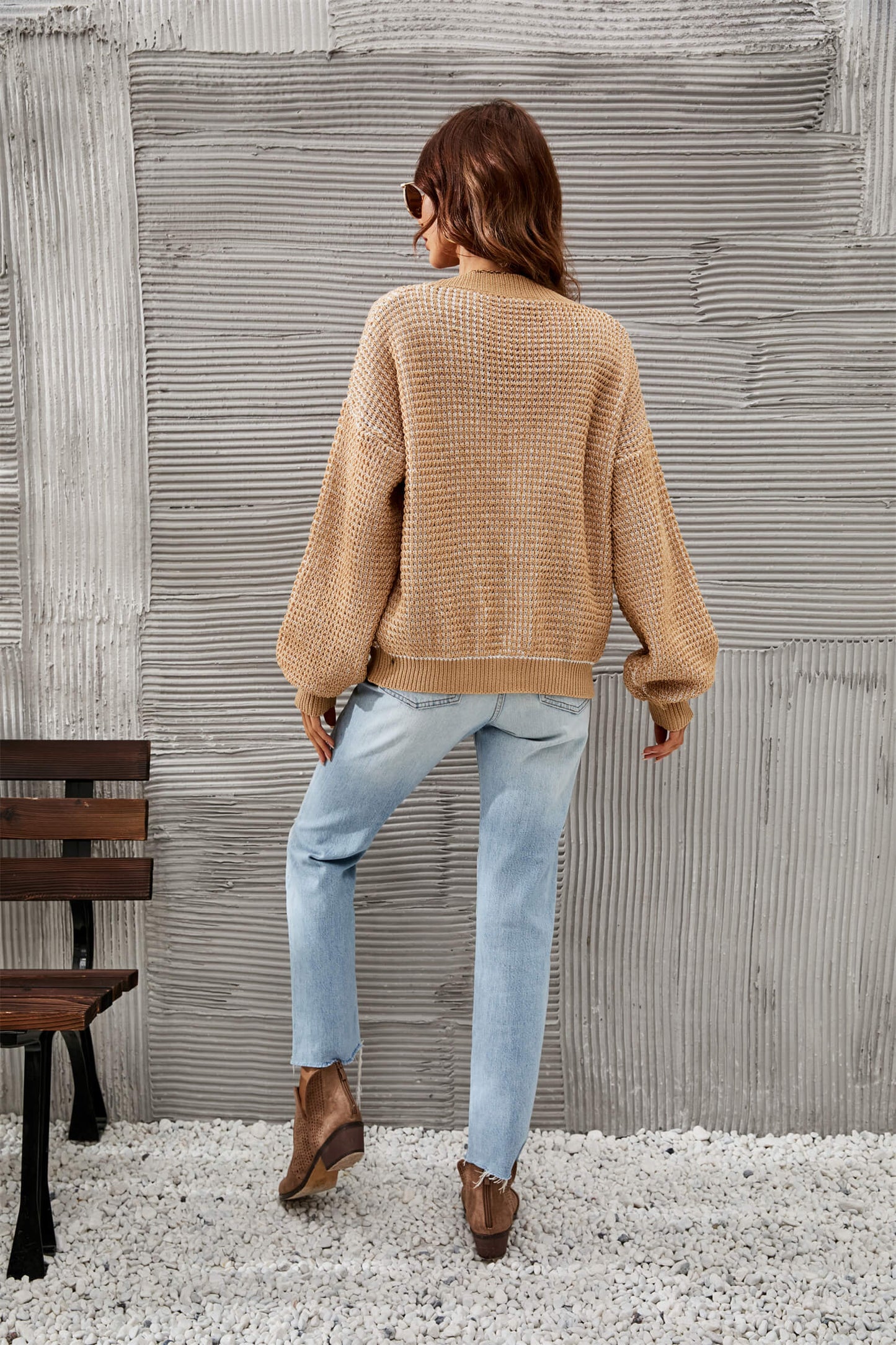 Heathered Lantern Sleeve Cardigan