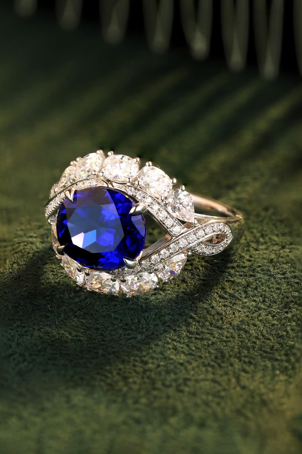 Platinum-Plated Lab-Grown Sapphire Ring