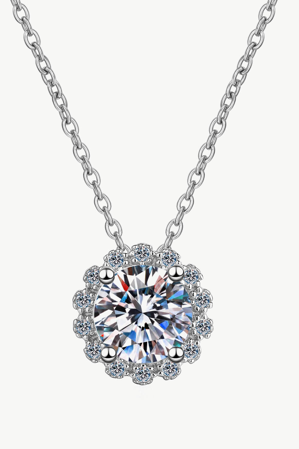 Flower-Shaped Moissanite Pendant Necklace