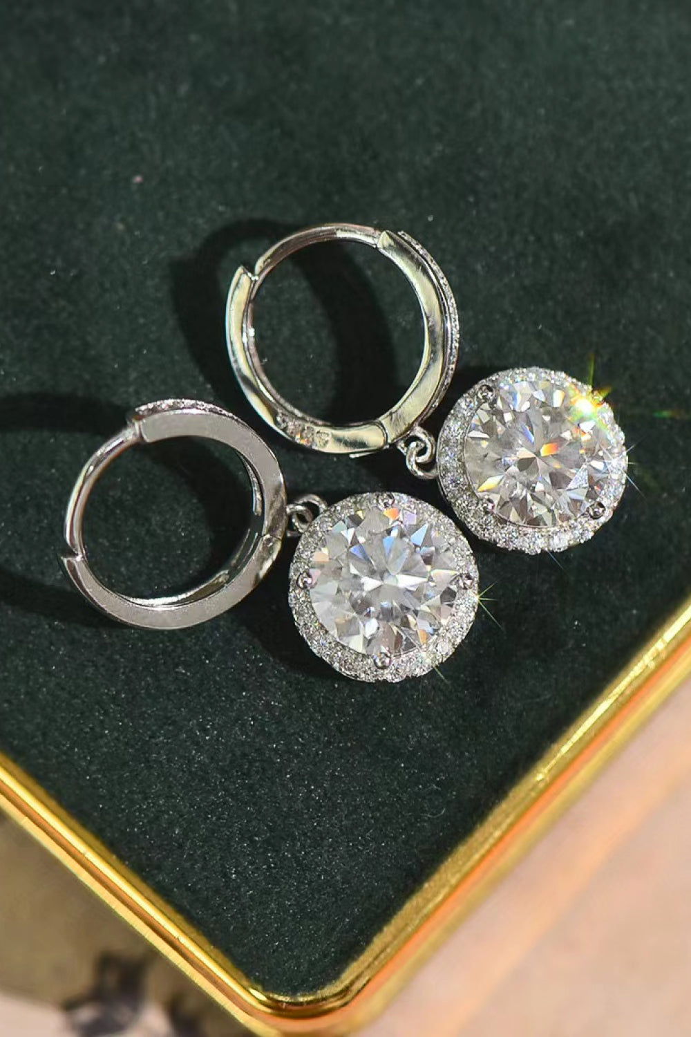 Moissanite Round Drop Earrings