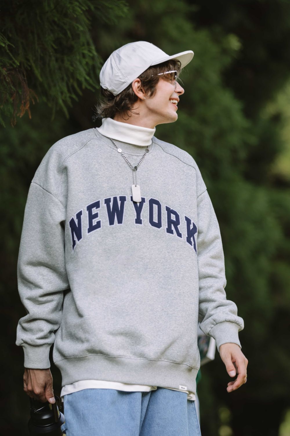 NEWYORK Dropped Shoulder Round Neck Sweatshirt